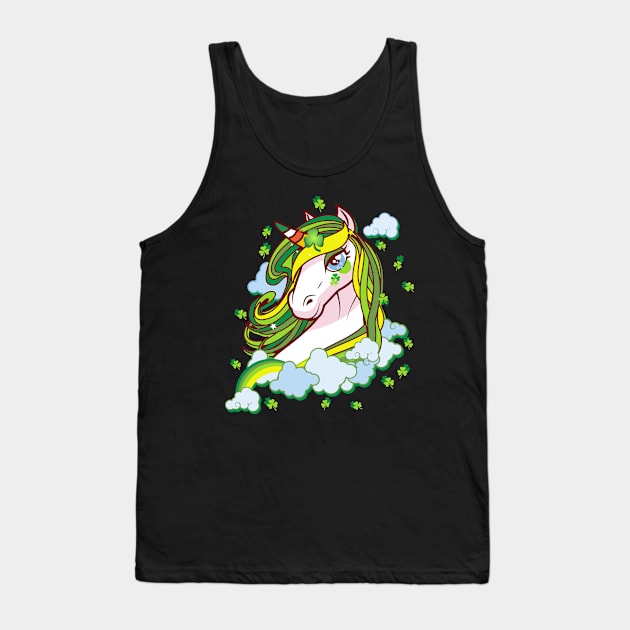 St Patricks Day Girls Dabbing Unicorn Leprechaun Lepricorn Tank Top by Pannolinno